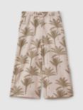 Reiss Kids' Klemee Linen Blend Palm Print Trousers, Neutral