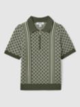 Reiss Kids' Sanderson Polo Shirt, Sage/Off White