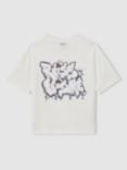 Reiss Kids' Pictor Cotton Graffiti Print Oversized T-Shirt, Off White