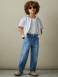 Reiss Kids' Kesh Short Sleeve Shirt, Blue/White