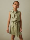 Reiss Kids' Lola Utility Mini Dress, Khaki