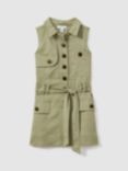 Reiss Kids' Lola Utility Mini Dress, Khaki