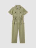 Reiss Kids' Olivia Utility Jumpsuit, Khaki