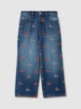 Reiss Kids' Skylar Logo Embroidered Jeans, Blue