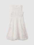 Reiss Kids' Cassie Linen Blend Dress, Ivory