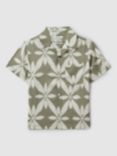 Reiss Kids' Marabel Floral Print Shirt, Sage Green