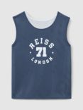 Reiss Kids' Wilt Reversible Mesh Vest, Navy/Optic White, Navy/Optic White