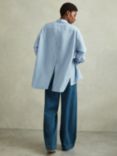 Reiss Beatrix Oversized Linen Blend Shirt, Blue