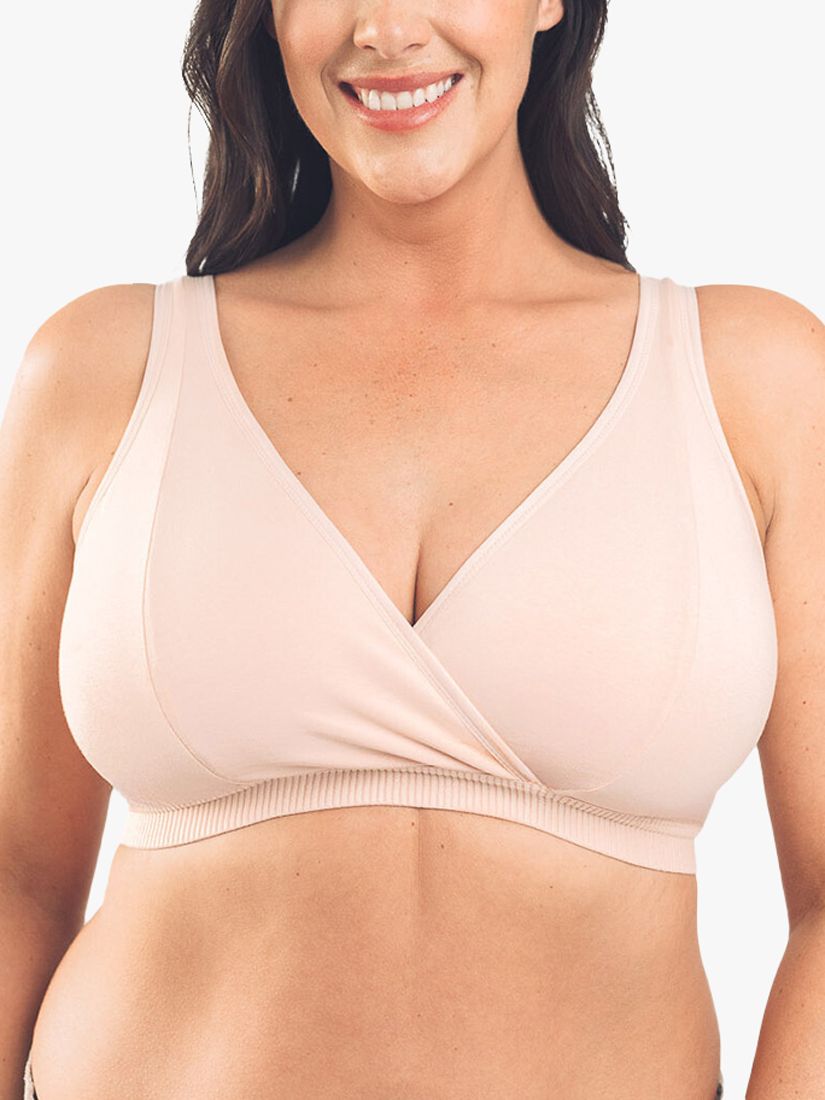 Royce Mia Non-Padded Organic Cotton Wirefree Bra, Blush, 34F/FF