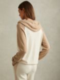 Reiss Ula Wool Blend Colour Block Hoodie, Camel/Ivory