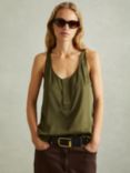 Reiss Frankie Scoop Neck Vest Top, Khaki