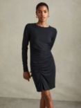 Reiss Allie Ruche Jersey Dress, Charcoal