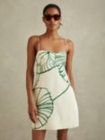Reiss Marli Sketch Floral Mini Dress, White/Green