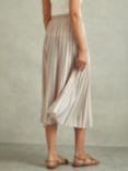 Reiss Lexie Pleated Midi Skirt, Natural