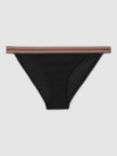 Reiss Yve Stripe Band Bikini Bottoms, Black/Multi