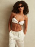Reiss Johanna Stripe Bikini Top, Cream/Brown
