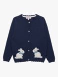 Trotters Kids' Bunny Wool Blend Cardigan, Navy