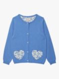 Trotters Kids' Floret Heart Cardigan, Azure Blue