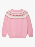 Trotters Kids' Natasha Fairisle Cardigan, Rose Pink