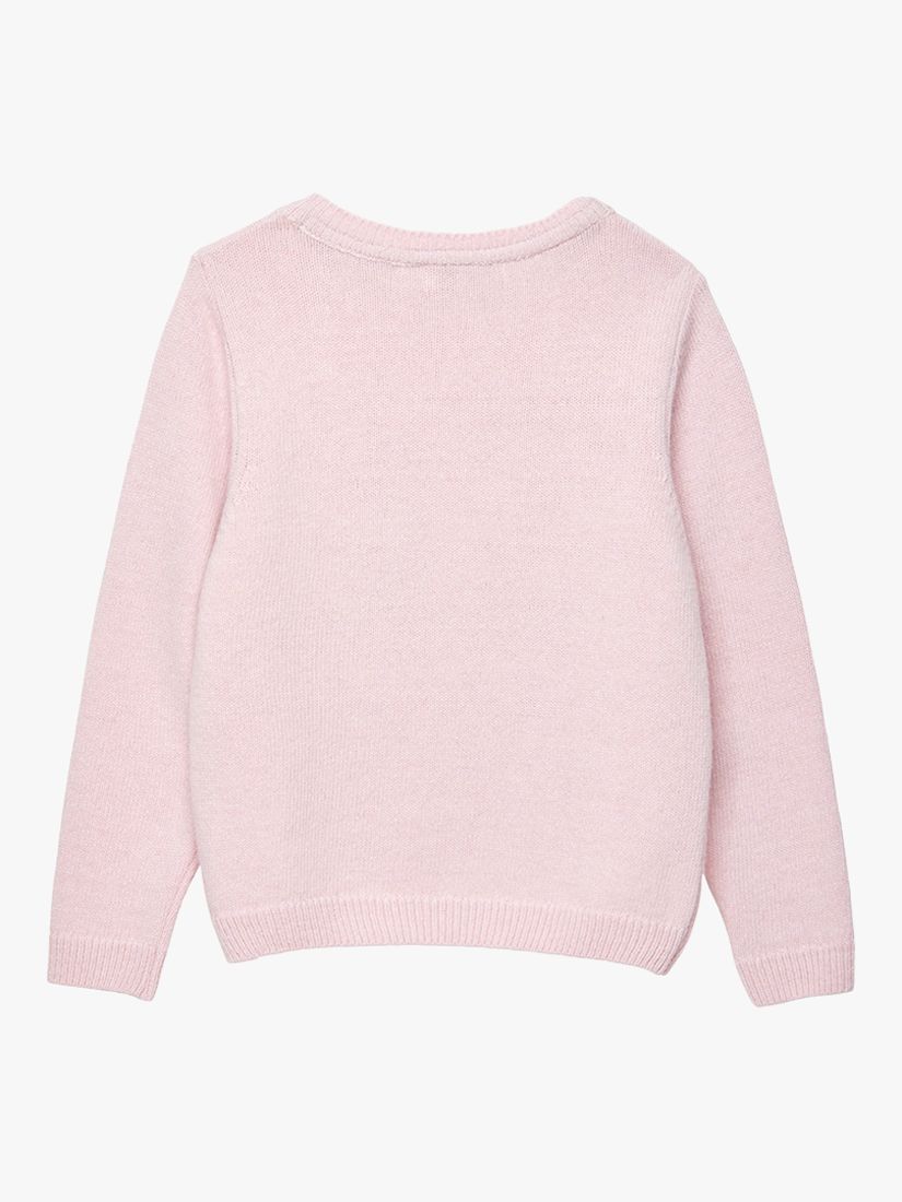 Trotters Kids' Duck & Bunny Cashmere Blend Jumper, Pale Pink