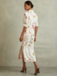 Reiss Faya Floral Print Midi Shirt Dress, Ivory/Multi