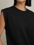 Reiss Morgan Cap Sleeve Cotton T-Shirt, Black