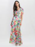 Gina Bacconi Poppy Floral Metallic Maxi Dress, Multi