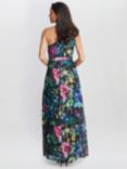Gina Bacconi Rosie Asymmetric Floral Dress, Black/Multi