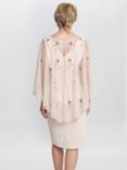 Gina Bacconi Floral Beaded Cape Dress, Antique Rose