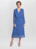Gina Bacconi Chantelle Pleated Frill Dress, Blue