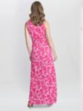 Gina Bacconi Lillian Jersey Maxi Dress, Dark Pink/White