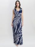 Gina Bacconi Harriet Jersey Maxi Dress, Navy/Multi