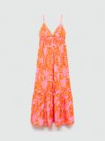 Mango Carina Leaf Print Dress, Orange