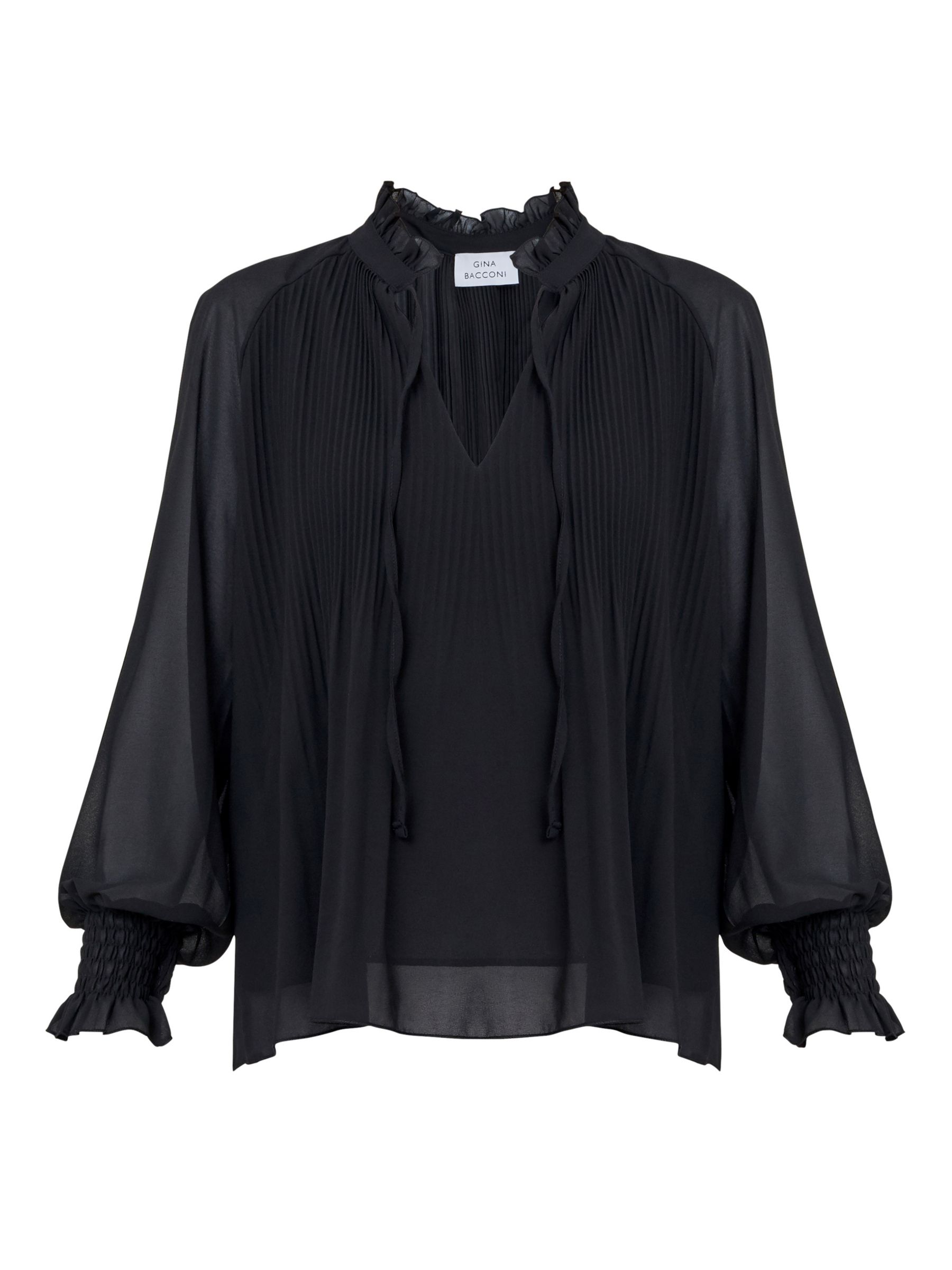 Gina Bacconi Delphine Pleat Frill Neck Blouse