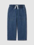 Reiss Kids' Marloe Drawstring Straight Leg Jeans, Blue