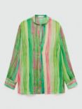Mango Bluelab Semi Sheer Stripe Shirt, Green/Multi