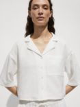Mango Bambie Short Sleeve Cotton Shirt, Natural White