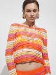 Mango Mias Open Knit Crochet Jumper, Orange