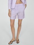 Mango Clotat Linen Blend Shorts, Lilac