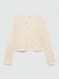 Mango Morelli Crochet Knit Top, Light Beige