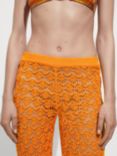 Mango Paloms Crochet Flare Trousers, Orange