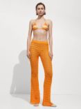 Mango Paloms Crochet Flare Trousers, Orange