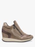 Geox Nydame Suede Blend Wedge Trainers, Taupe