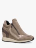 Geox Nydame Suede Blend Wedge Trainers, Taupe