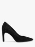 Geox Faviola Suede Embellished Stiletto Heels, Brilliant Black