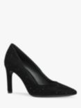 Geox Faviola Suede Embellished Stiletto Heels, Brilliant Black