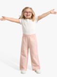 Lindex Kids' Linen Blend Wide Leg Trousers, Light Dusty Pink