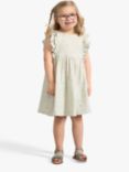 Lindex Kids' Organic Cotton Floral Print Gauze Frill Sleeve Dress