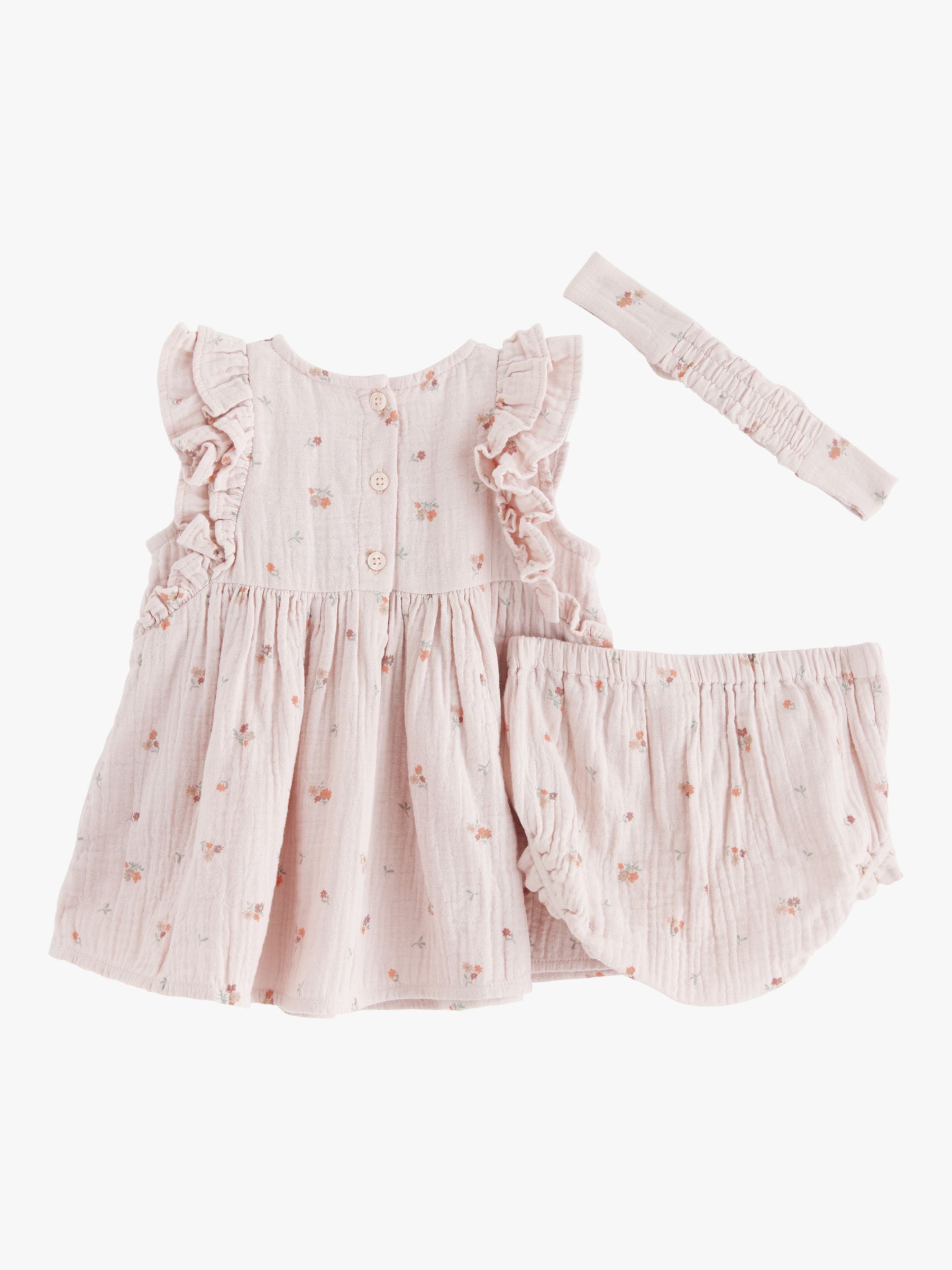 Lindex Baby Organic Cotton Floral Print Gauze Ruffle Dress, Bloomer ...