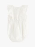 Lindex Baby Organic Cotton Broderie Anglais Ruffle Romper, Light Dusty White
